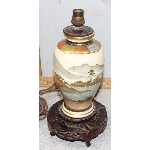 249 - Vintage Japanese Satsuma vase, later converted to a lamp.