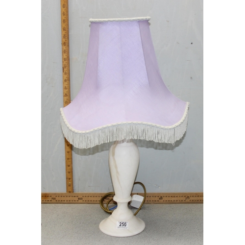 250 - Alabaster table lamp with purple shade