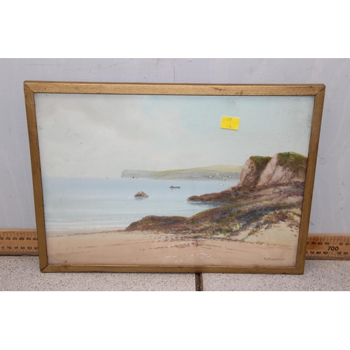 436 - 4 vintage coastal watercolours by the same hand, all indistinctly signed, likely c.1950, each approx... 