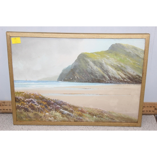 436 - 4 vintage coastal watercolours by the same hand, all indistinctly signed, likely c.1950, each approx... 