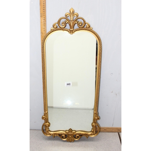 440 - A classical style gilt framed mirror, approx 86cm x 34cm