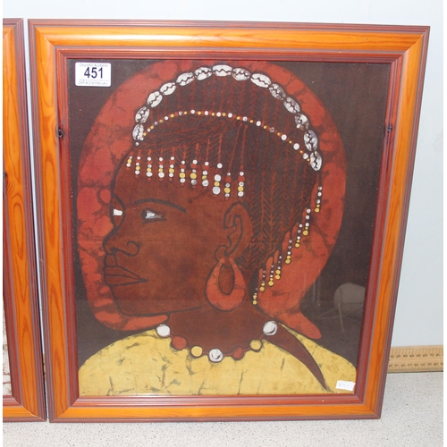 451 - 2 batik prints of Gambian women in tribal dress