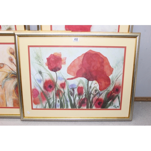 452 - 4 large prints of poppies, approx. 80cm x 60cm