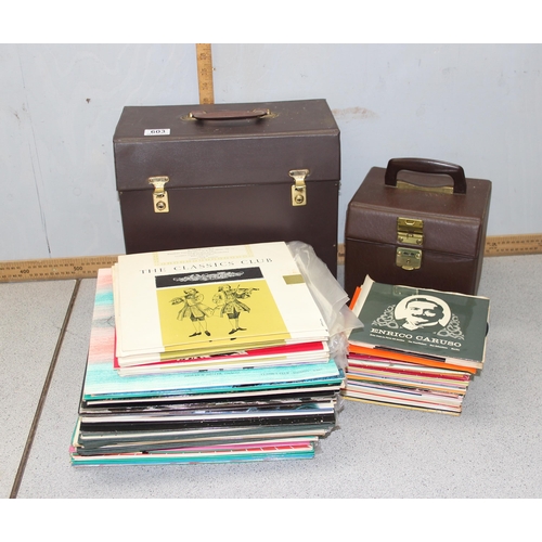 603 - 2 vintage record cases and contents, both LP and singles