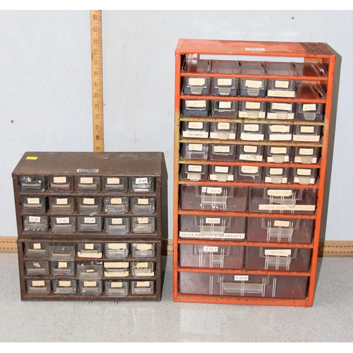 861 - 3 vintage sets of metal garage drawers and contents, Mars & Raaco