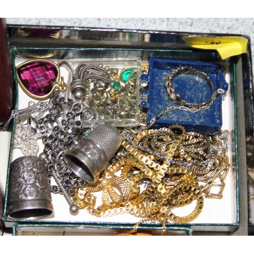 1160 - Qty of assorted costume jewellery to inc 2 silver thimbles etc