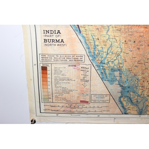 1434 - A Second World War Period 1944 dated British RAF pilot's silk scarf escape and evasion map, double-s... 