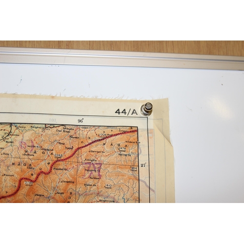 1434 - A Second World War Period 1944 dated British RAF pilot's silk scarf escape and evasion map, double-s... 