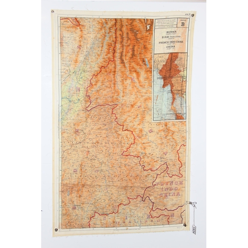 1434 - A Second World War Period 1944 dated British RAF pilot's silk scarf escape and evasion map, double-s... 