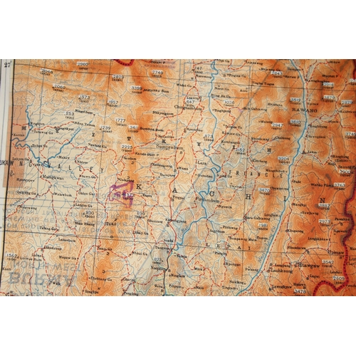 1434 - A Second World War Period 1944 dated British RAF pilot's silk scarf escape and evasion map, double-s... 