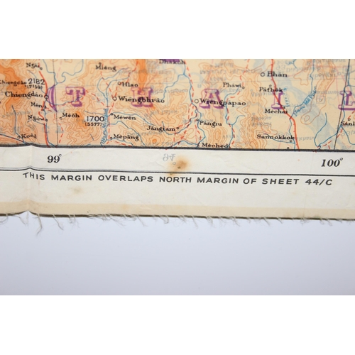 1434 - A Second World War Period 1944 dated British RAF pilot's silk scarf escape and evasion map, double-s... 