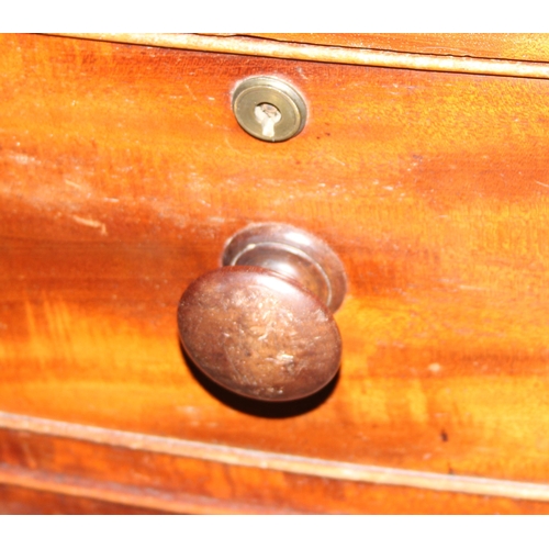 167 - A Victorian mahogany bow fronted 2 over 3 chest of drawers with bun handles, approx 107cm wide