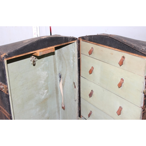 168 - An early 20th century fitted shipping or trunk, approx 126cm tall and another more modern trunk, app... 