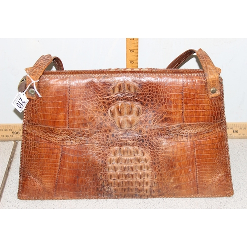 210 - Vintage Alligator skin handbag, mid-20th century