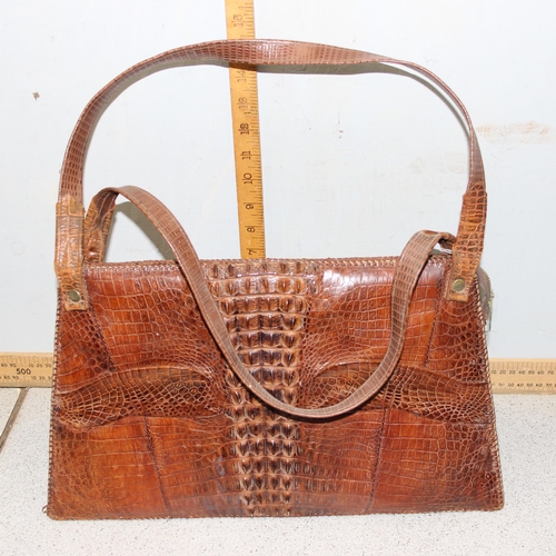 210 - Vintage Alligator skin handbag, mid-20th century