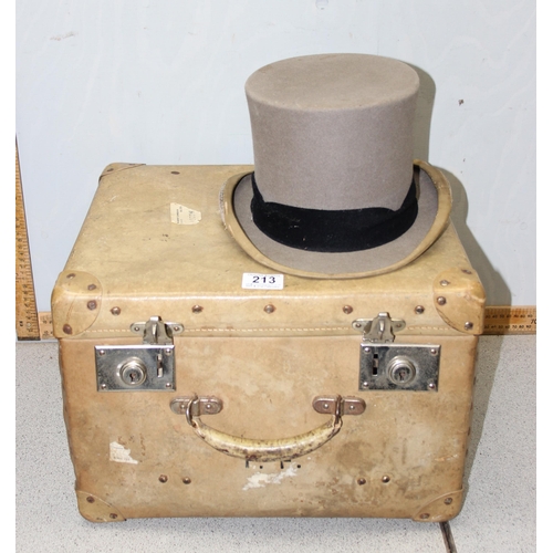 213 - A vintage top hat by Walter Barnard & Son of London, marked size 7 1/8, in vintage hat box