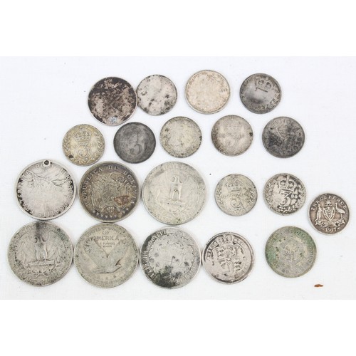 1218 - Qty of assorted world and British silver coins, all with silver content, approx 54.86g gross