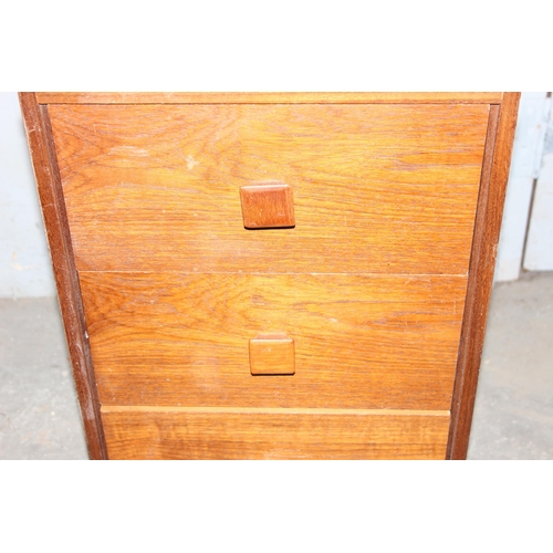 175 - A small glass topped bamboo coffee table and a retro 3 drawer bedside cabinet