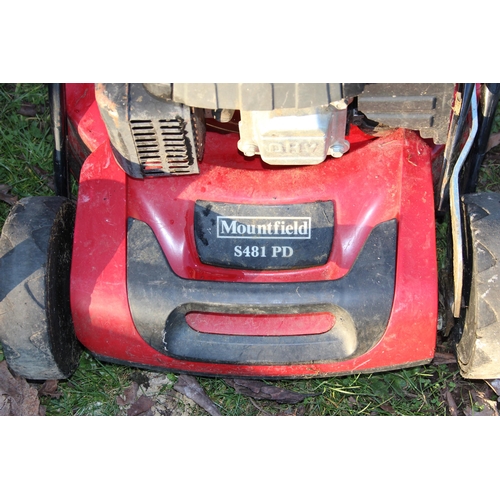 332 - Mountfield S481PD lawn mower, Hayter Harrier 48 lawn mower, spray pack & 2 multi tool attachments.