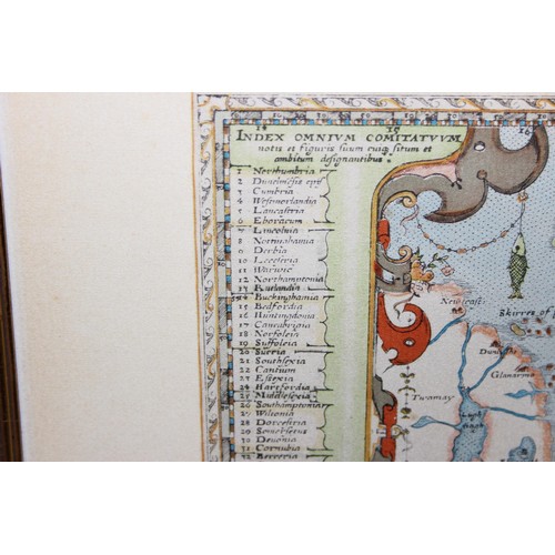 493 - Saxton's Map of England & Wales 1597, framed reproduction