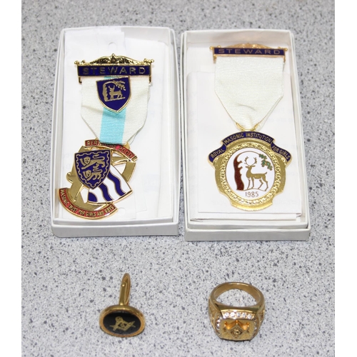 1442 - Qty of cased masonic regalia to include a Berkshire lodge steward medal