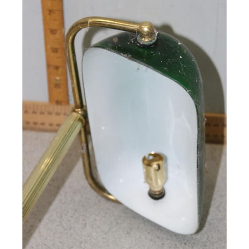 262 - Vintage brass and green glass bankers lamp