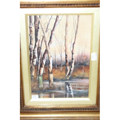 492 - 2 Victorian watercolours of silver birch trees, both signed Burgess Ramsden & one other antique wate... 