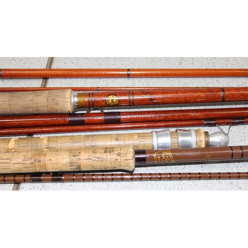 716 - 3 vintage fishing rods in cases, Olivers of Knebworth, Bruce & Walker & A.E. Rudge