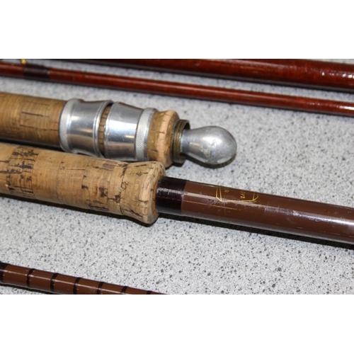 3 vintage fishing rods in cases, Olivers of Knebworth, Bruce