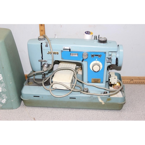 883 - Jones sewing machine in retro case