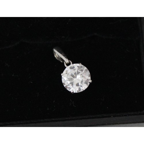 1141 - Jewellery (2) - a 9ct white gold mounted solitaire white stone pendant, approx 0.71g gross and a mod... 