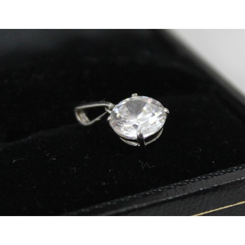 1141 - Jewellery (2) - a 9ct white gold mounted solitaire white stone pendant, approx 0.71g gross and a mod... 