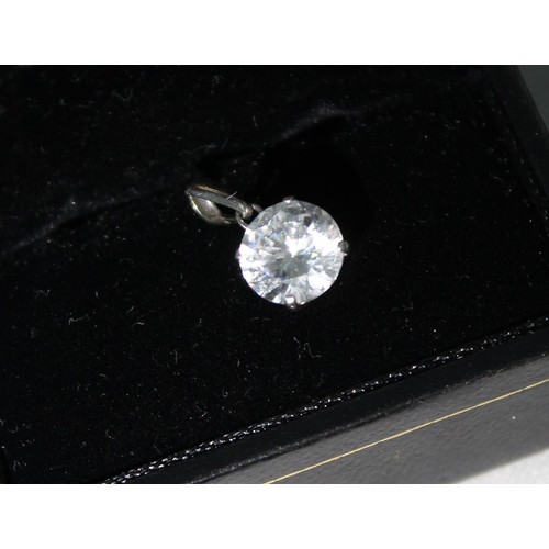 1141 - Jewellery (2) - a 9ct white gold mounted solitaire white stone pendant, approx 0.71g gross and a mod... 