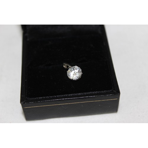 1141 - Jewellery (2) - a 9ct white gold mounted solitaire white stone pendant, approx 0.71g gross and a mod... 