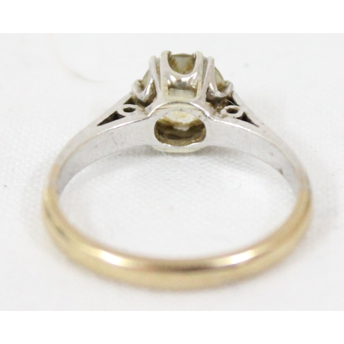 1188 - 9ct gold ring set with solitaire white/ light yellow stone, marked for Birmingham 1965, approx size ... 