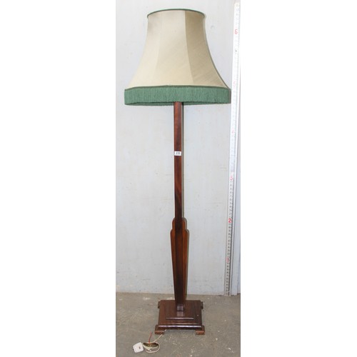 239 - Mahogany art deco standard lamp with period green shade