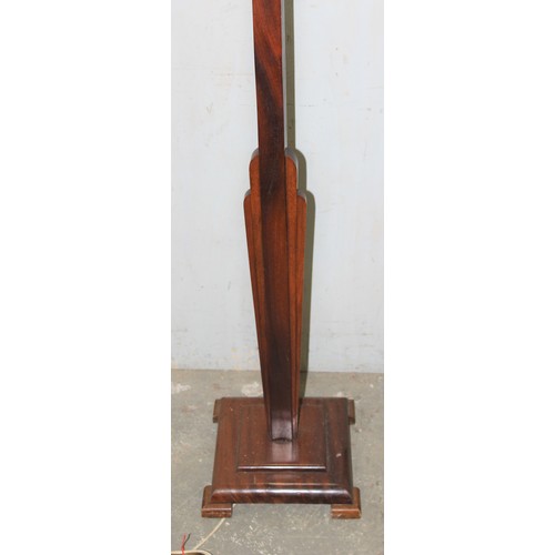 239 - Mahogany art deco standard lamp with period green shade