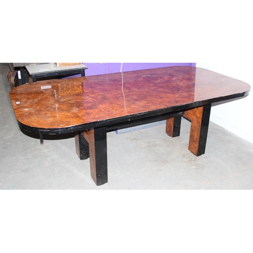 96a - Large burr walnut effect boardroom table, possibly Italian