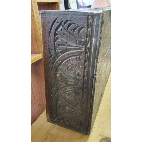 95 - 18th century oak bible box, carved with the initials A.G to lid