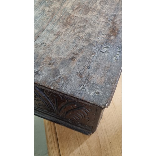 95 - 18th century oak bible box, carved with the initials A.G to lid