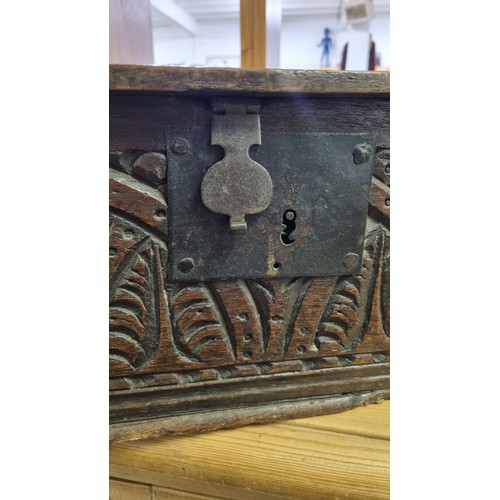 95 - 18th century oak bible box, carved with the initials A.G to lid