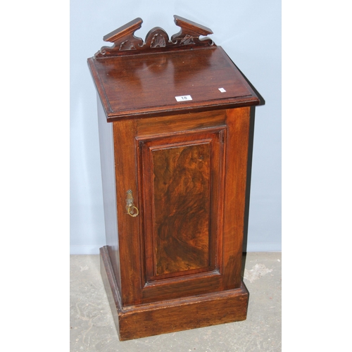 18 - An antique mahogany bedside cupboard, approx 40cm wide