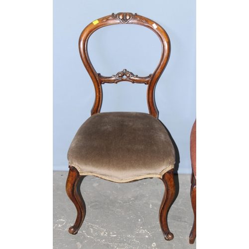 19 - 4 assorted antique chairs and a small circular footstool with bun feet (5 items)