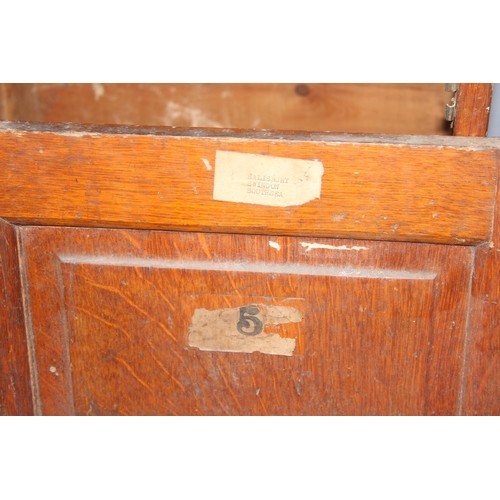 24 - A large early 20th century set of oak filing drawers, some drawers missing, approx 179cm tall x 43cm... 