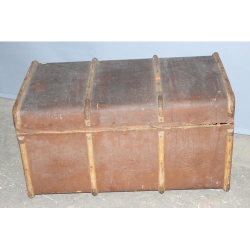 26 - A vintage wooden and canvas trunk and an Arts & Crafts style coal box (2)