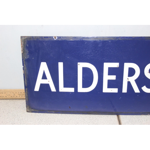 350 - An early/ mid 20th century London Underground enamel station sign for Aldersgate & Barbican, with wh... 