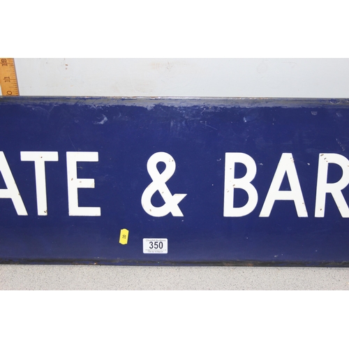 350 - An early/ mid 20th century London Underground enamel station sign for Aldersgate & Barbican, with wh... 