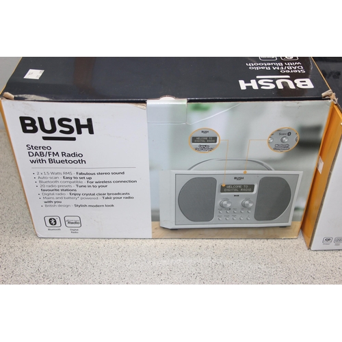 753 - DAB radio alarm clock, 2 DAB radios, CD micro system & CD Boombox all by BUSH