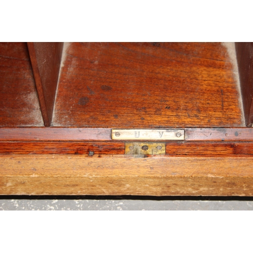 8 - An early 20th century mahogany pigeon hole alphabetical filing cabinet with inlaid doors, approx 67c... 