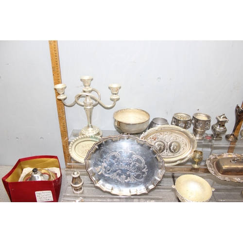 1015 - Good box of antique and later silver plate, approx gross weight 11.5KG